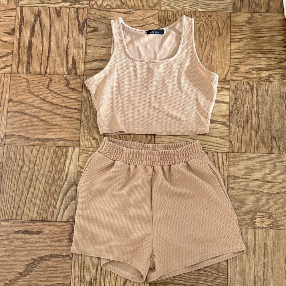 Women's Tan Shorts Set